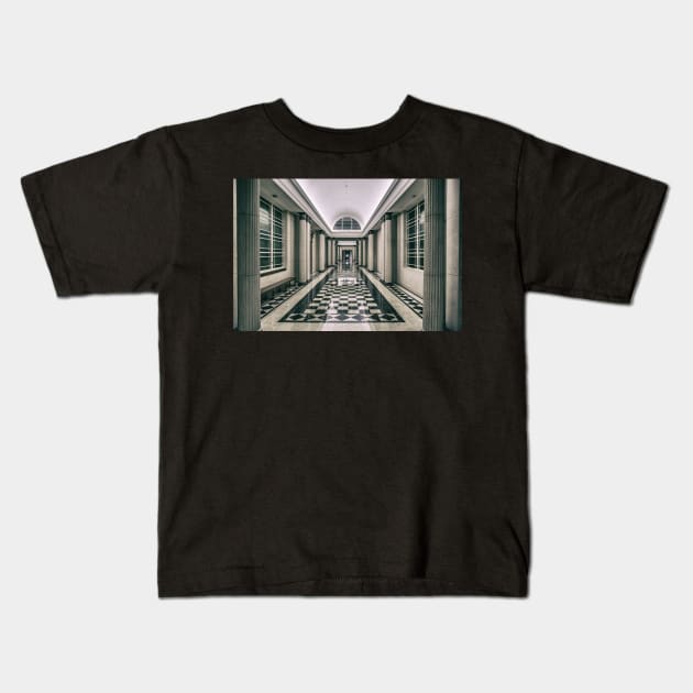 Perspective Hallway Pillar Corridor Kids T-Shirt by ernstc